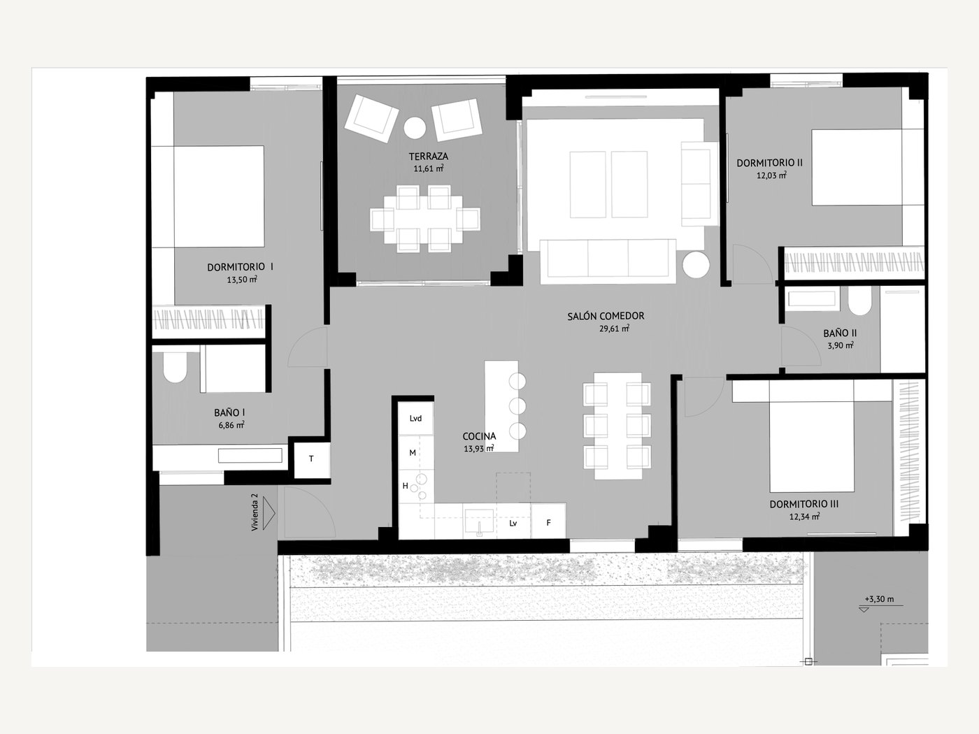 Plano de Vivienda 2, planta baja